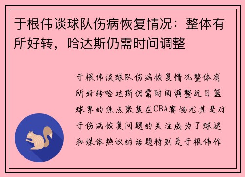 于根伟谈球队伤病恢复情况：整体有所好转，哈达斯仍需时间调整